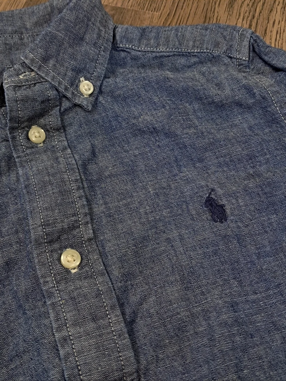 Ralph Lauren Shirt Boys Size 7 Blue Denim Button Up Long Sleeve